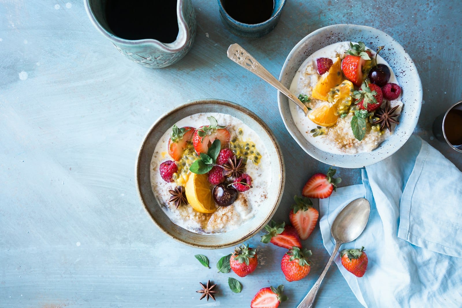 A vegan breakfast bowl with fresh fruit