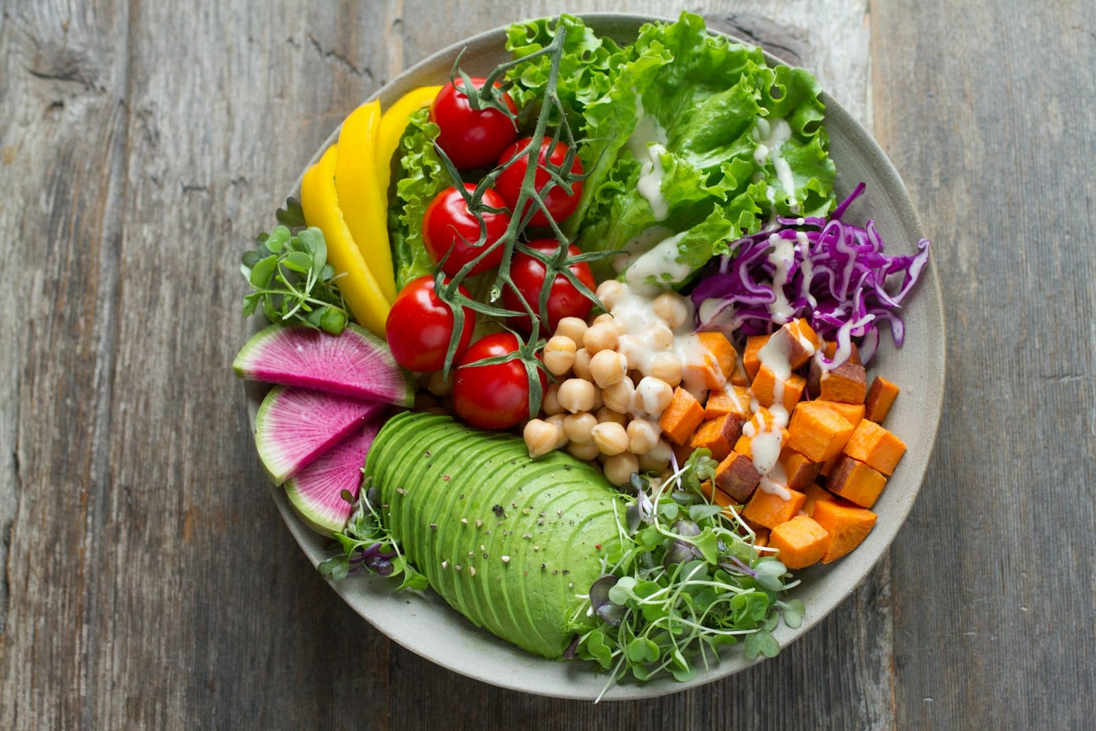 Plant-based buddha bowl for lunch at The Brickworks