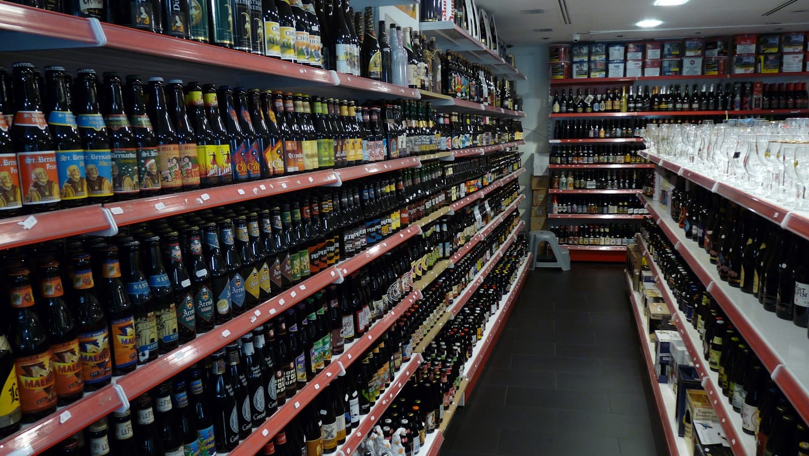 Boutique wine and craft beer selection on shelves