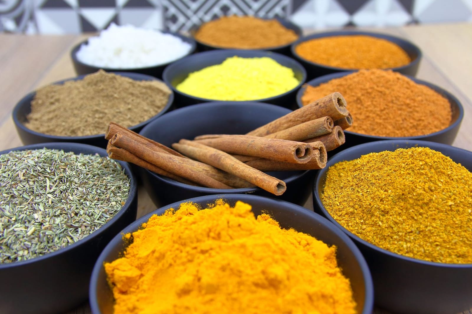 Colourful Indian spices including cardamom