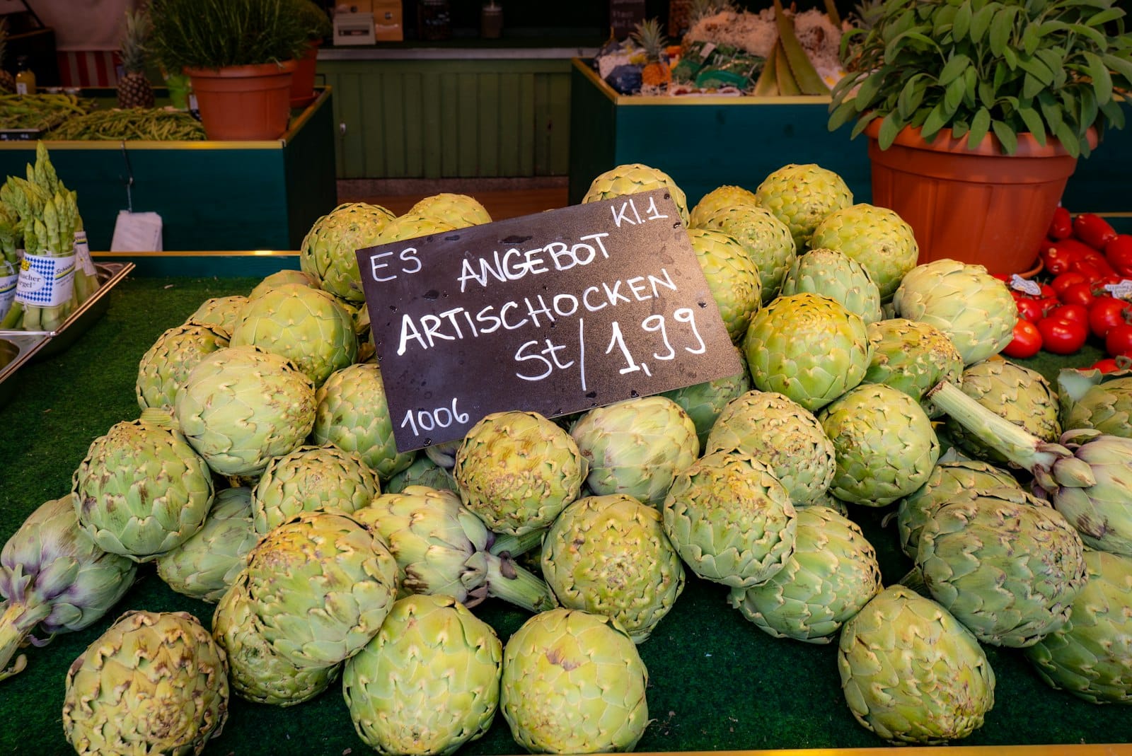 Fresh produce and gourmet food market stalls