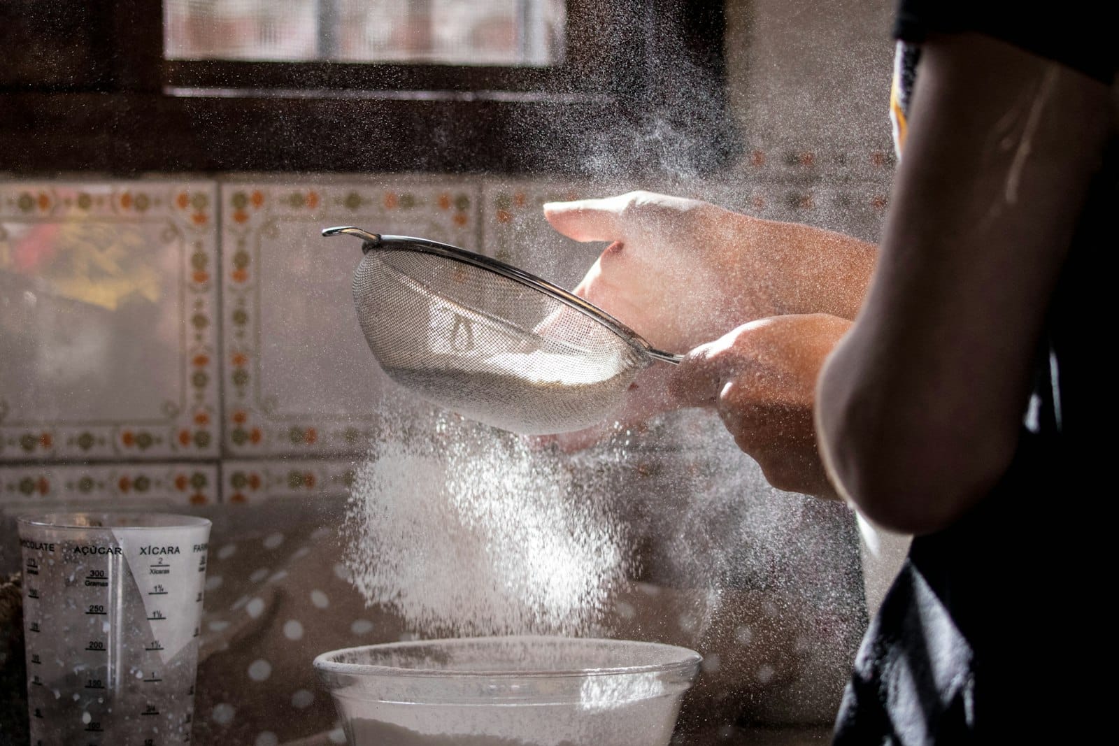 Flour and dry ingredients for pancakes