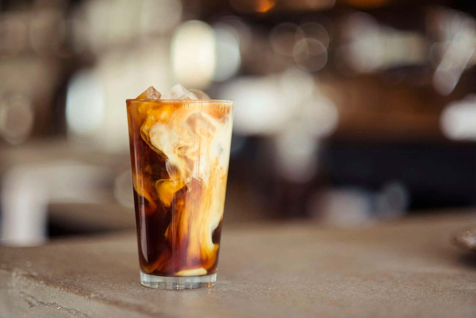 Iced cold brew coffee in a glass