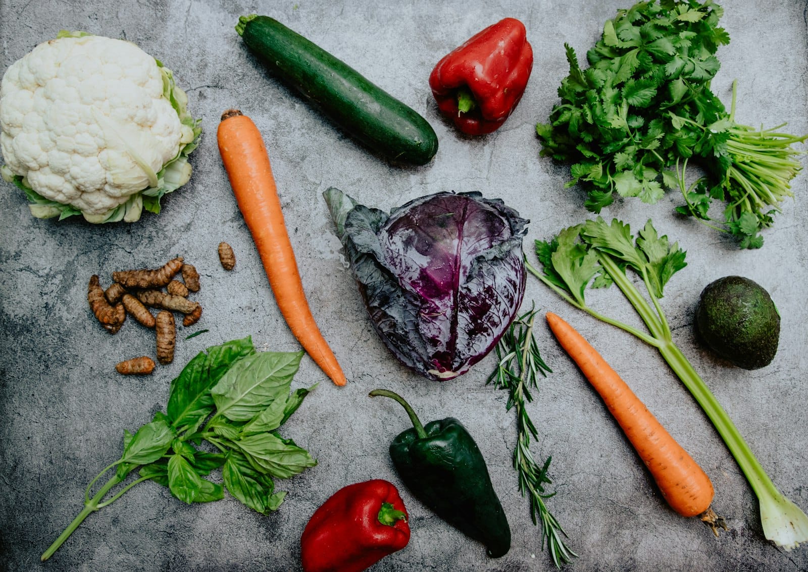 A spread of vegan kitchen staples and pantry ingredients