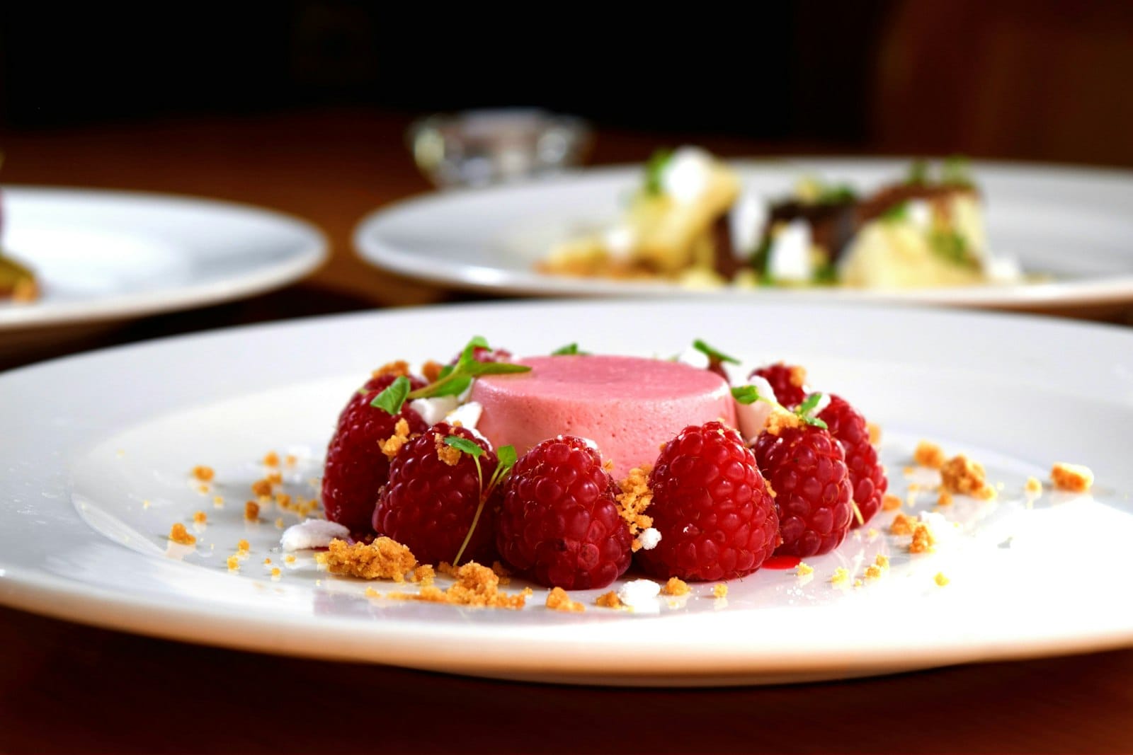 Elegant plated plant-based dessert