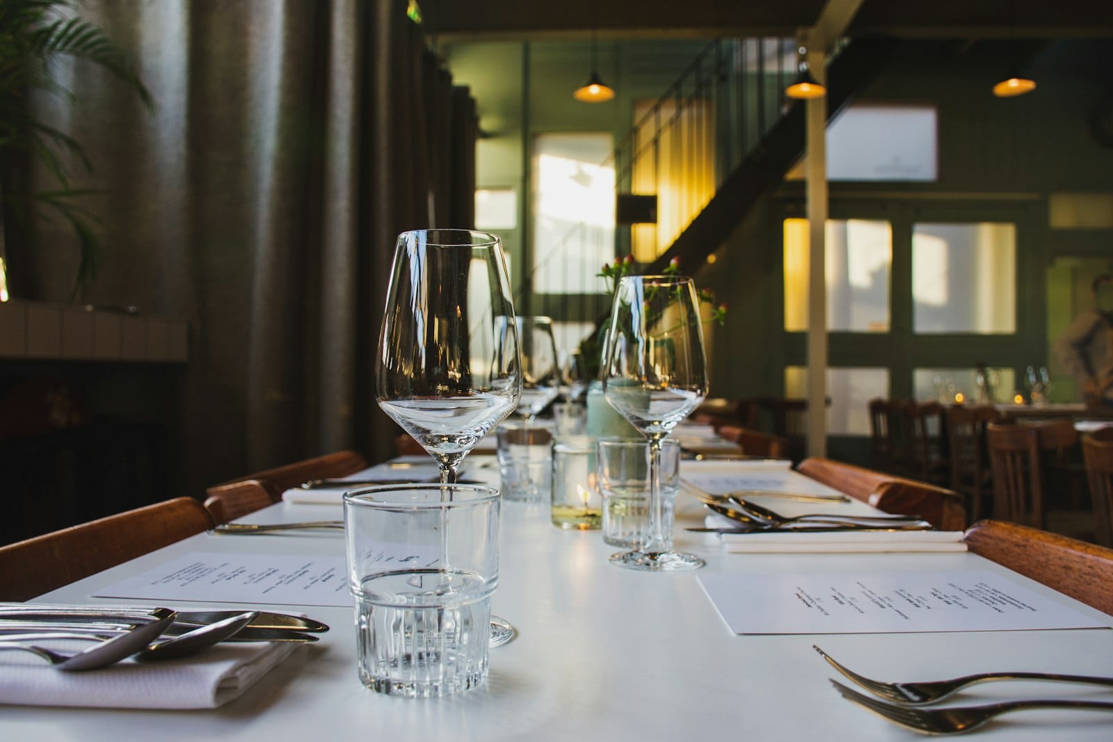Warm vegetarian restaurant table setting