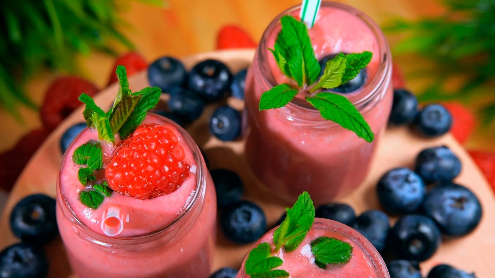 A purple smoothie blend of fruit