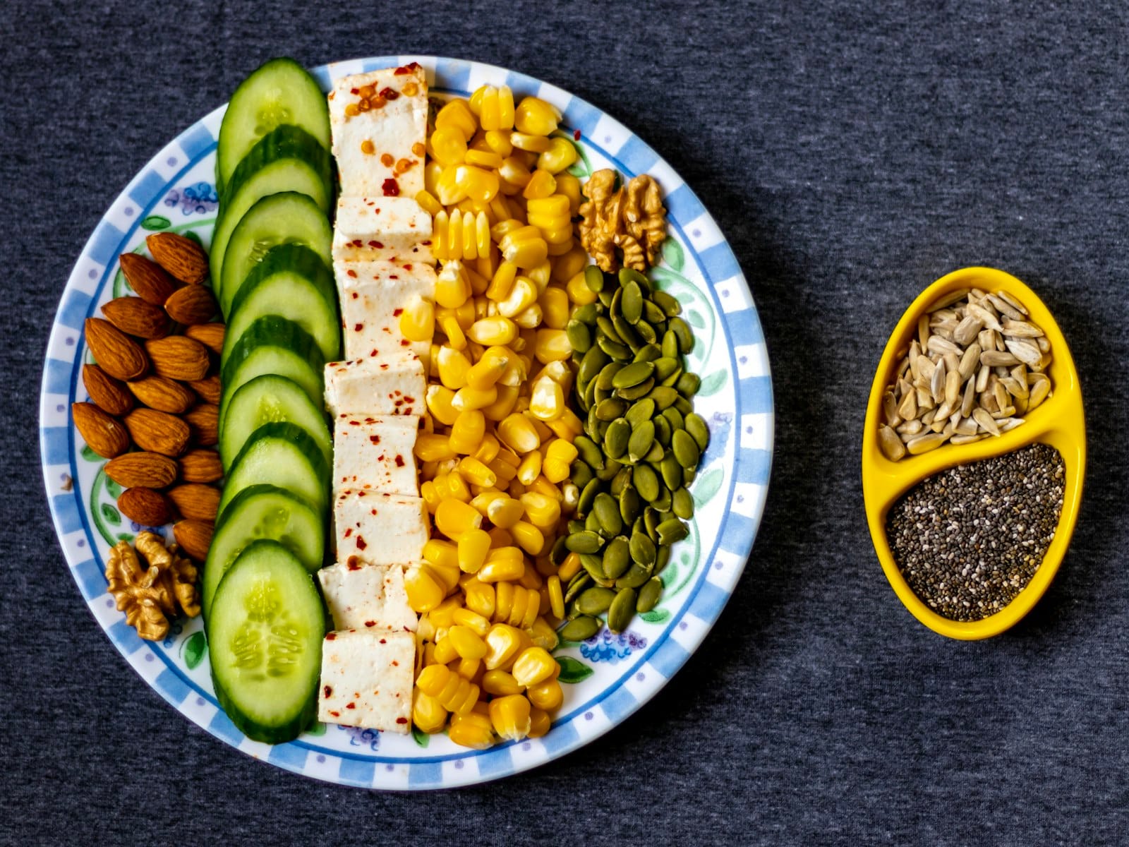 A plate of tofu and tempeh