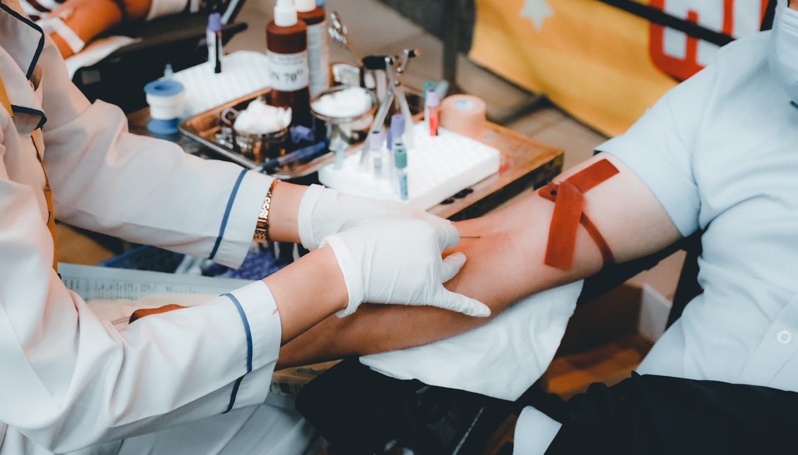 A blood test for a health checkup
