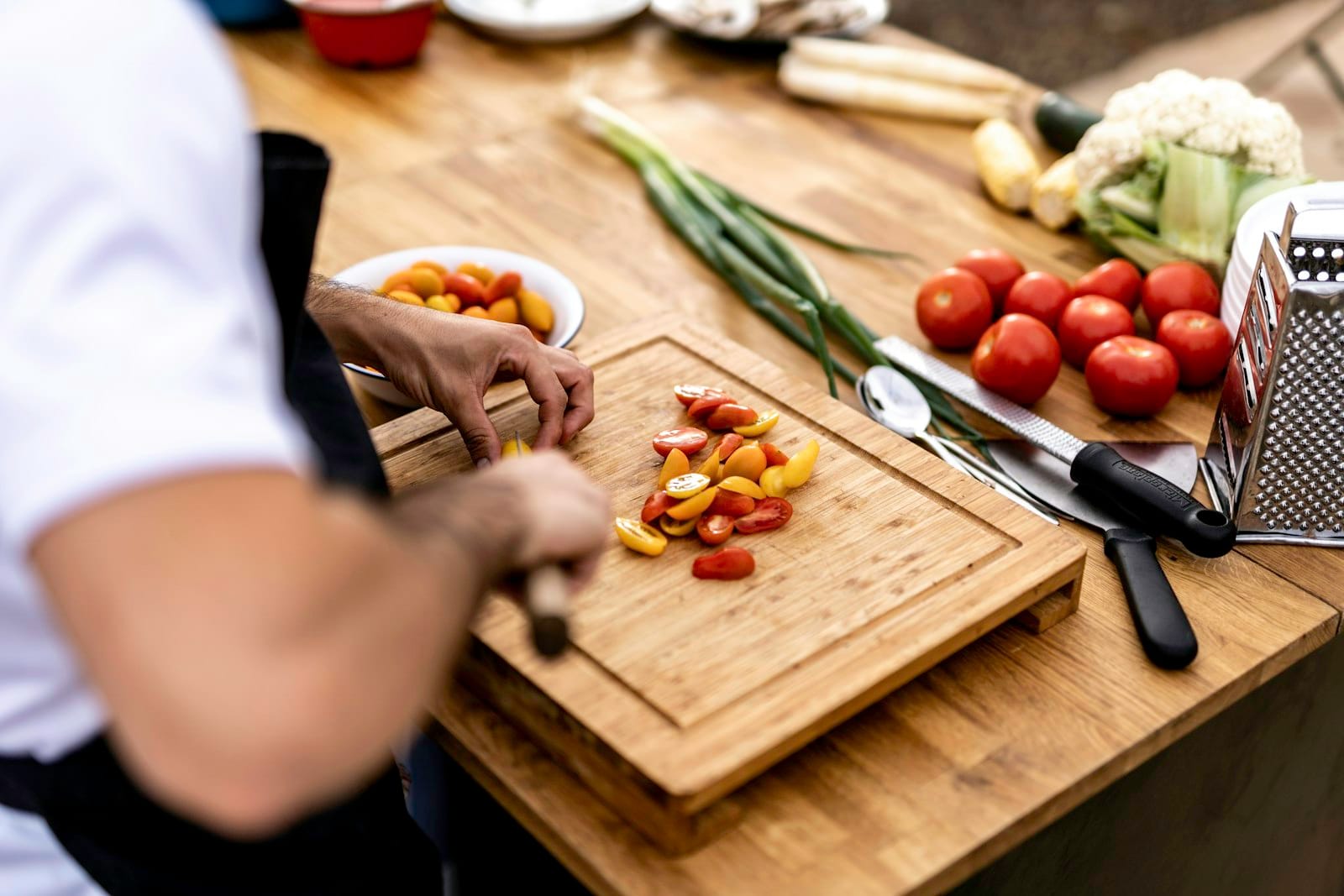 Home cooking with fresh ingredients