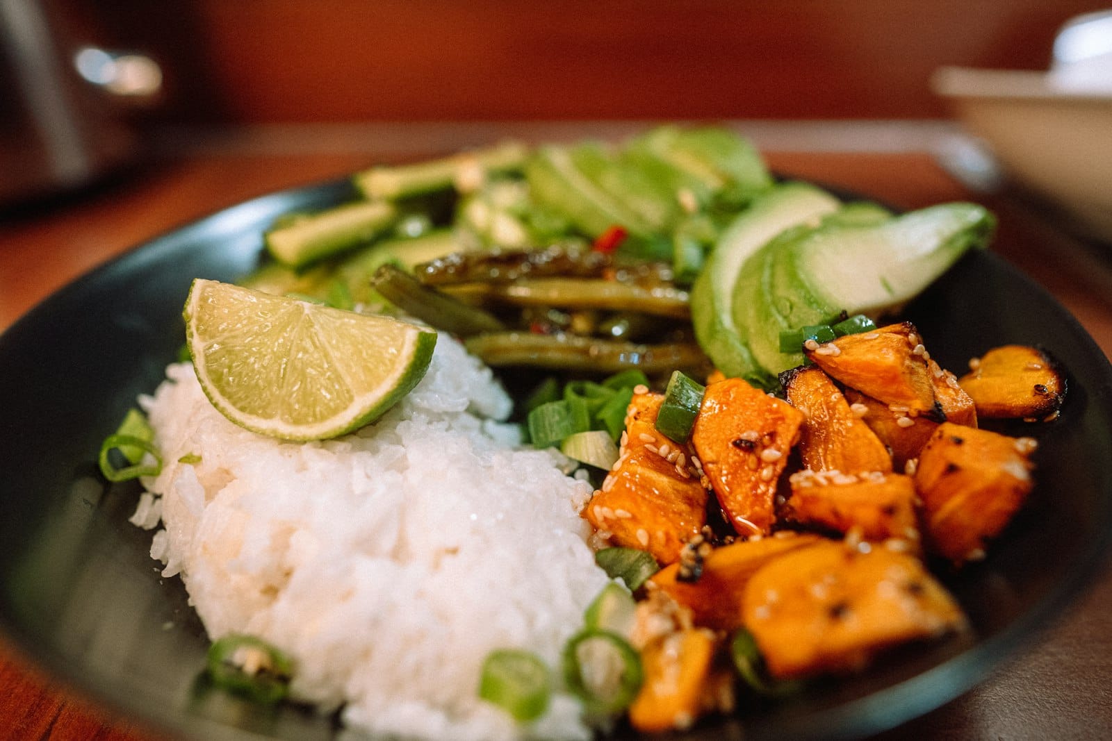 A colourful vegan meal plate