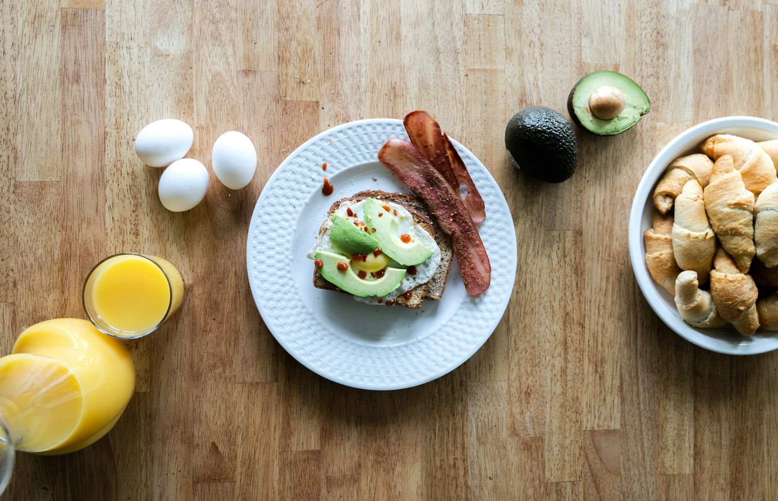 Avocado toast on a breakfast table