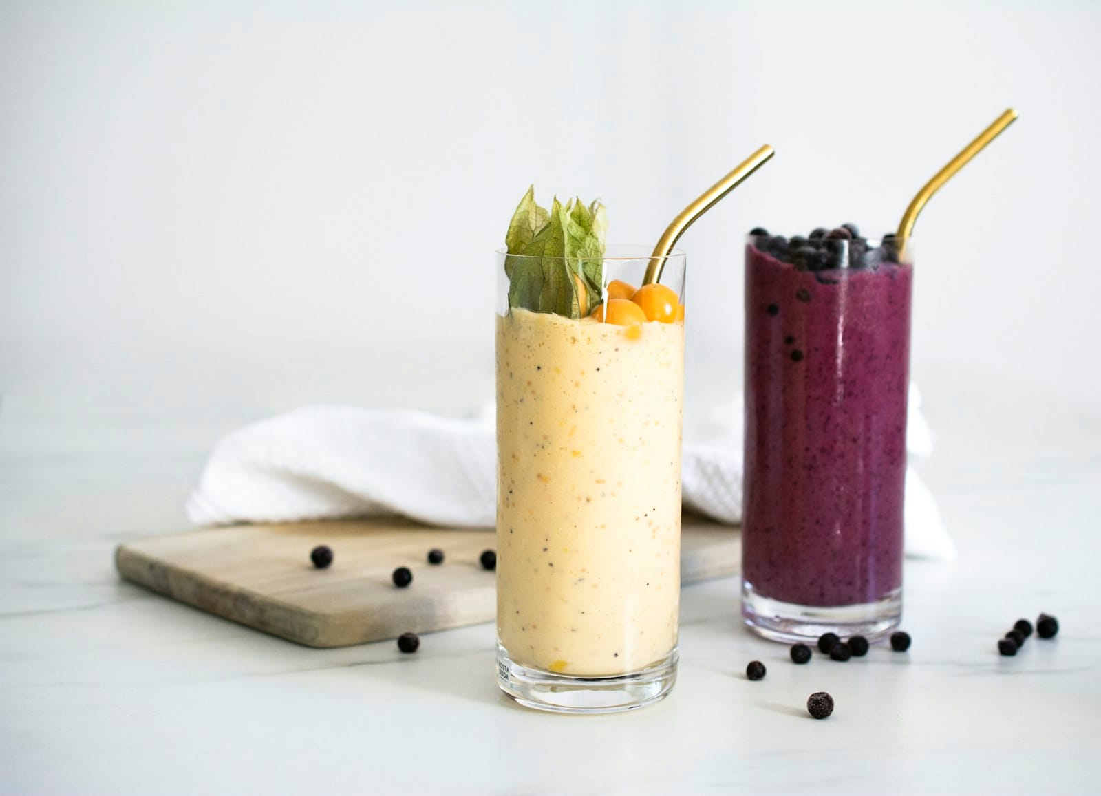A breakfast smoothie in a glass