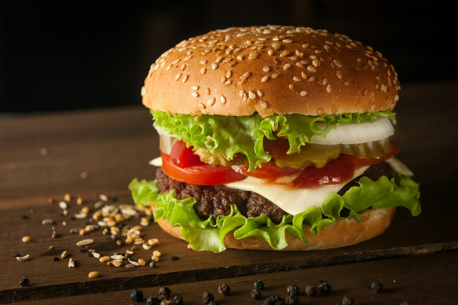 Fresh burger toppings of lettuce and tomato