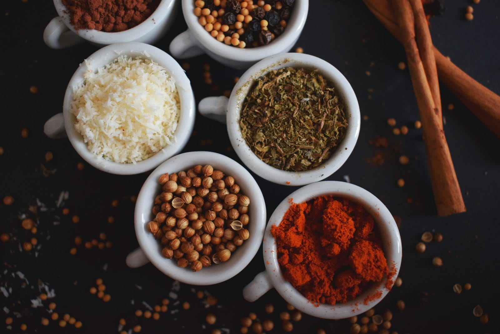 A spice blend mix in bowls