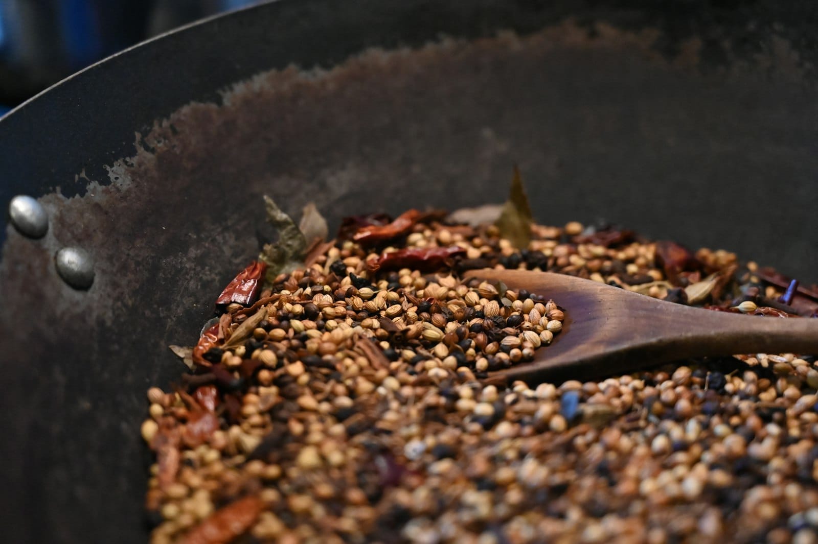 Toasting spices in a pan