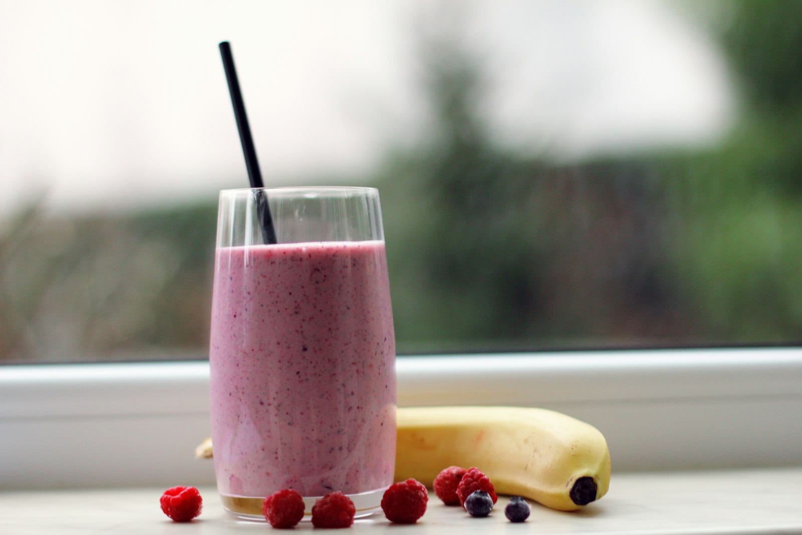 A tropical smoothie in a glass