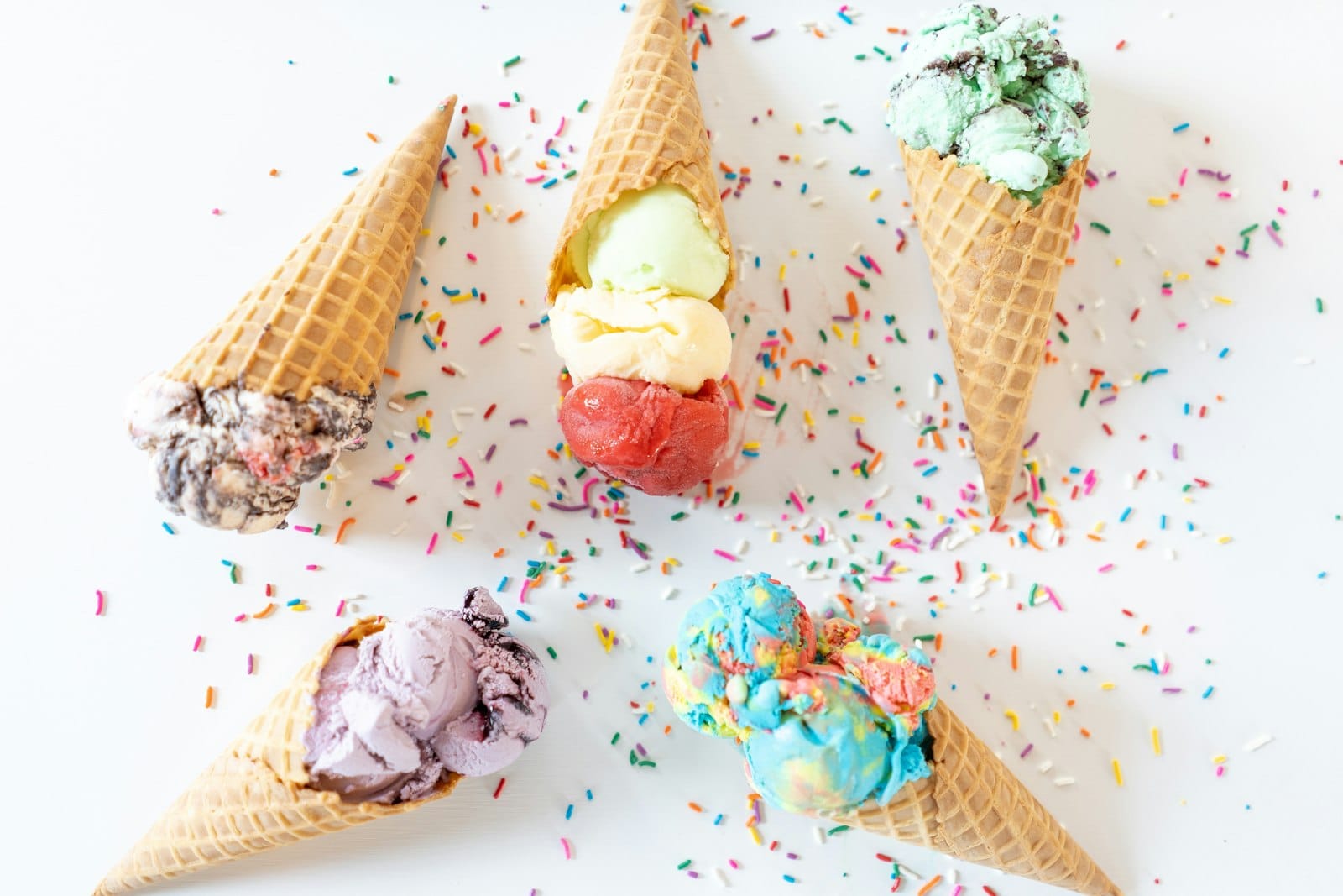A scoop of vegan ice cream in a cone