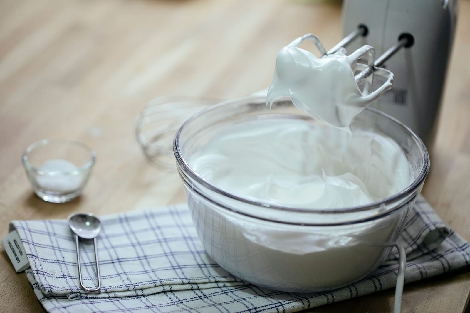 Whipped aquafaba in a bowl