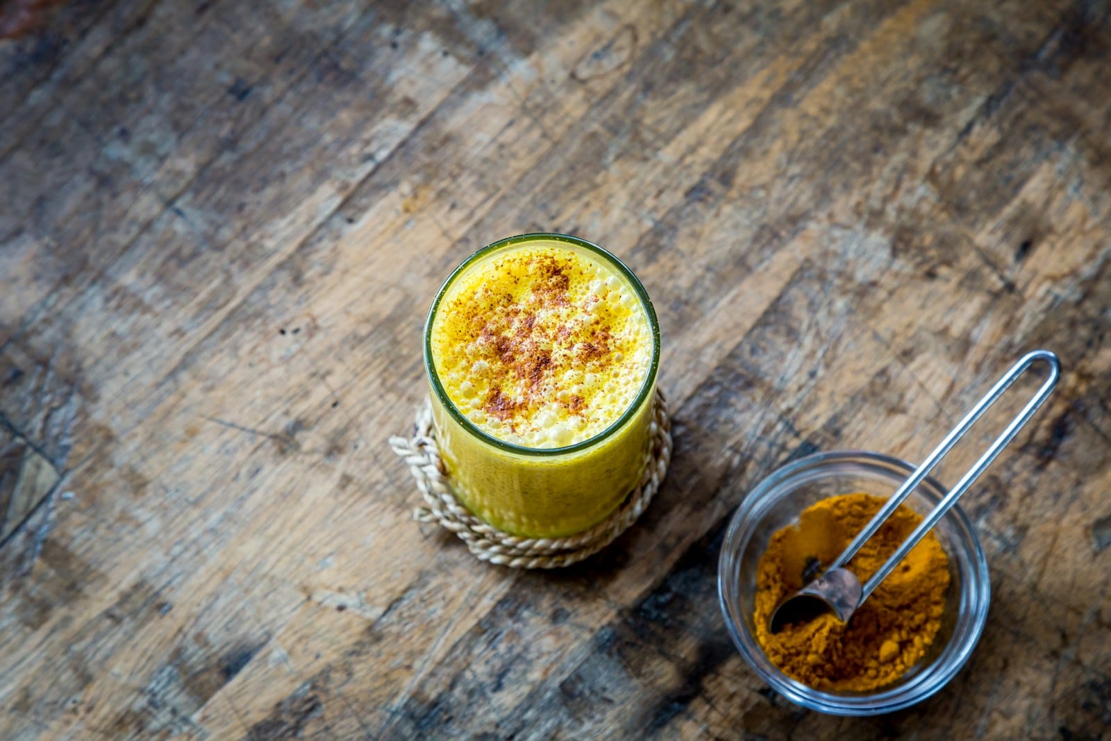A cup of golden milk turmeric latte