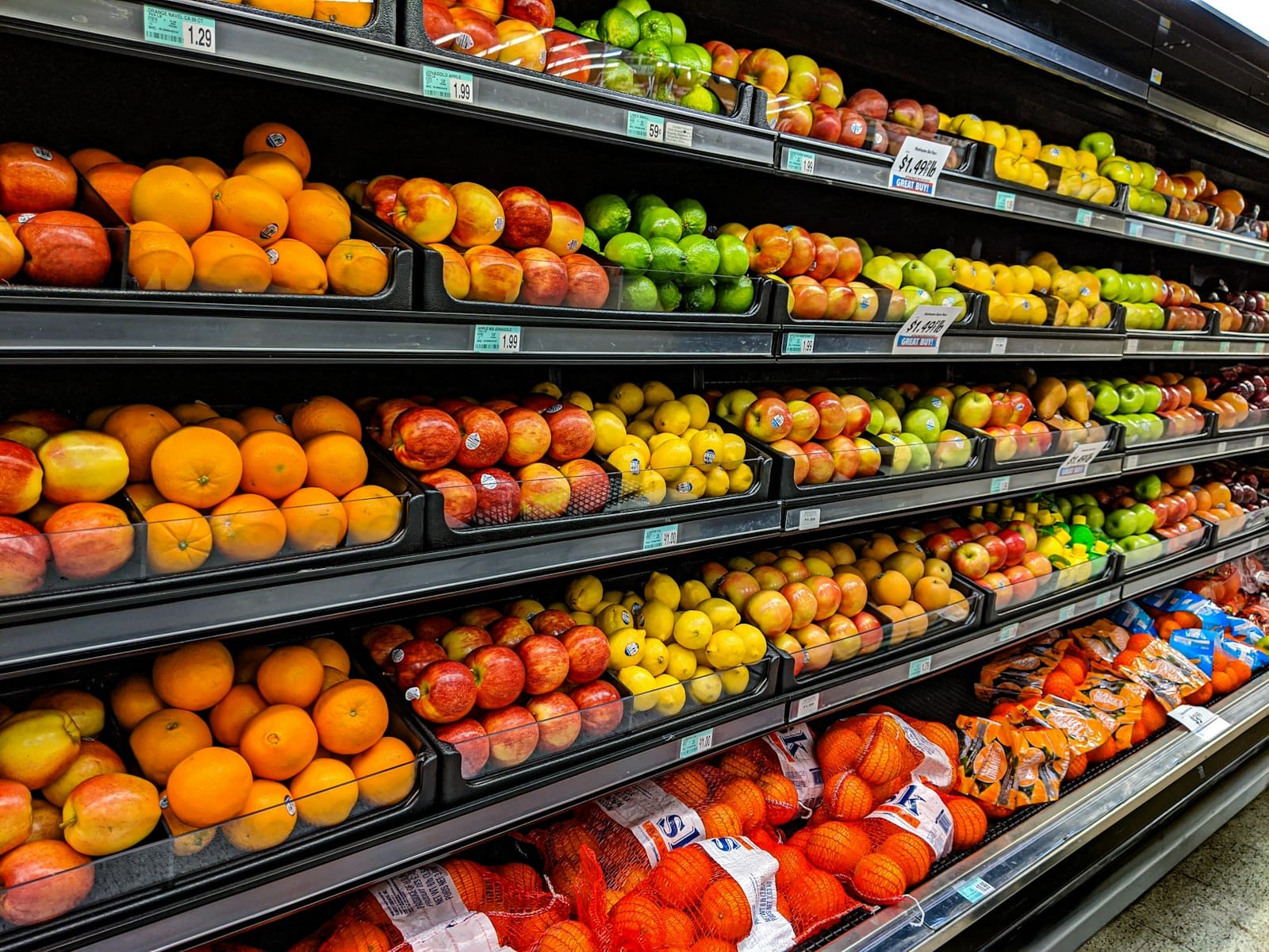 A fresh produce aisle in a grocery store