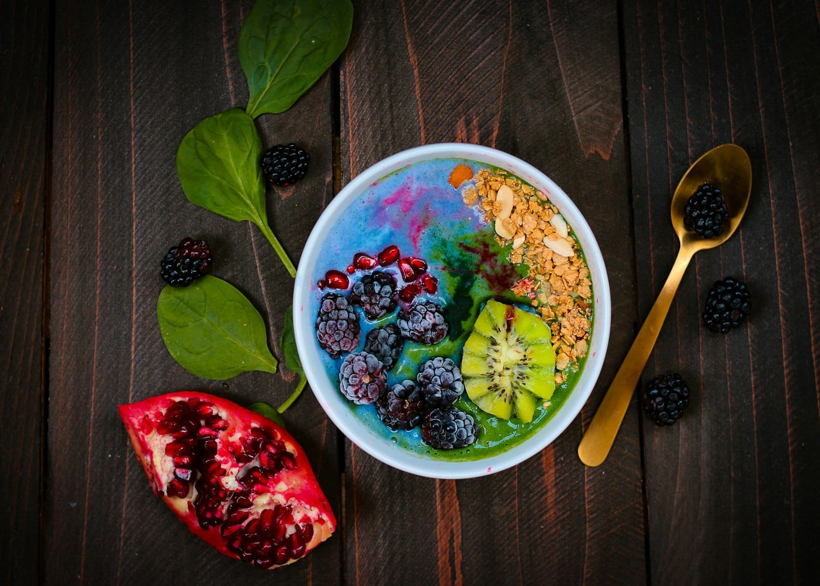 A smoothie bowl topped with hemp seeds