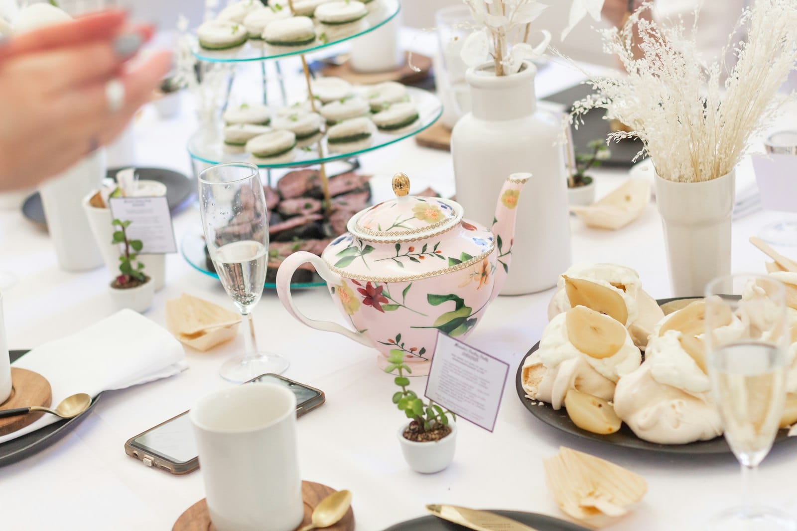 A garden tea party setting