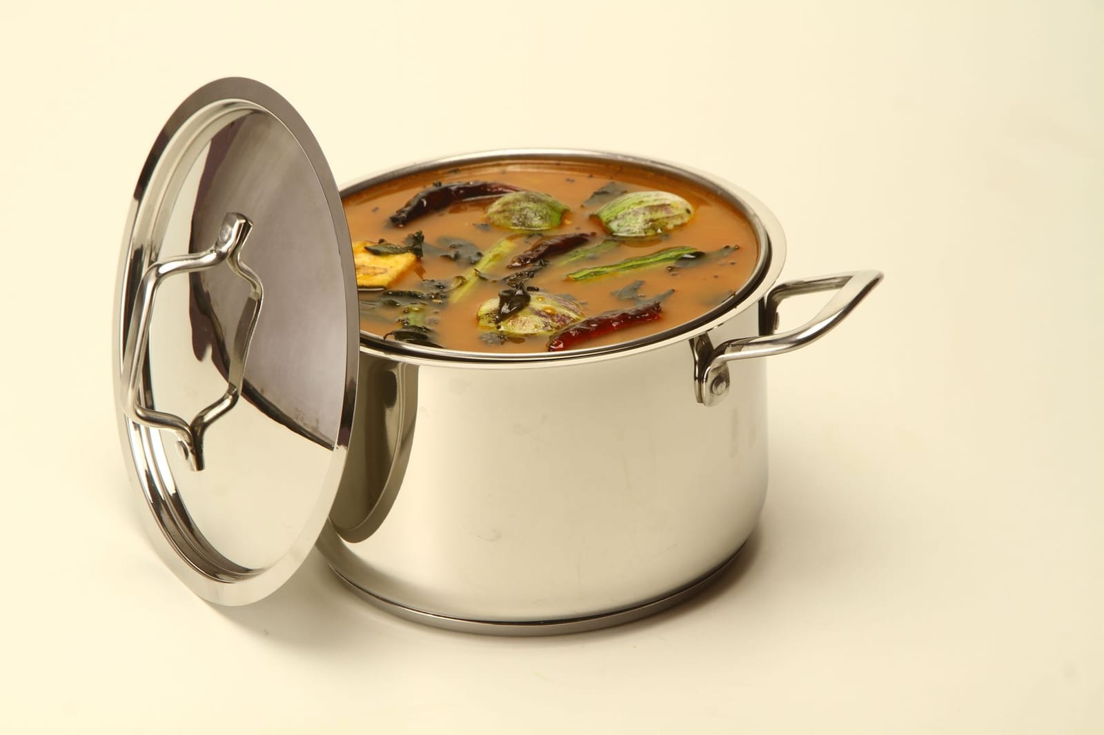 Lentils cooking in a pot