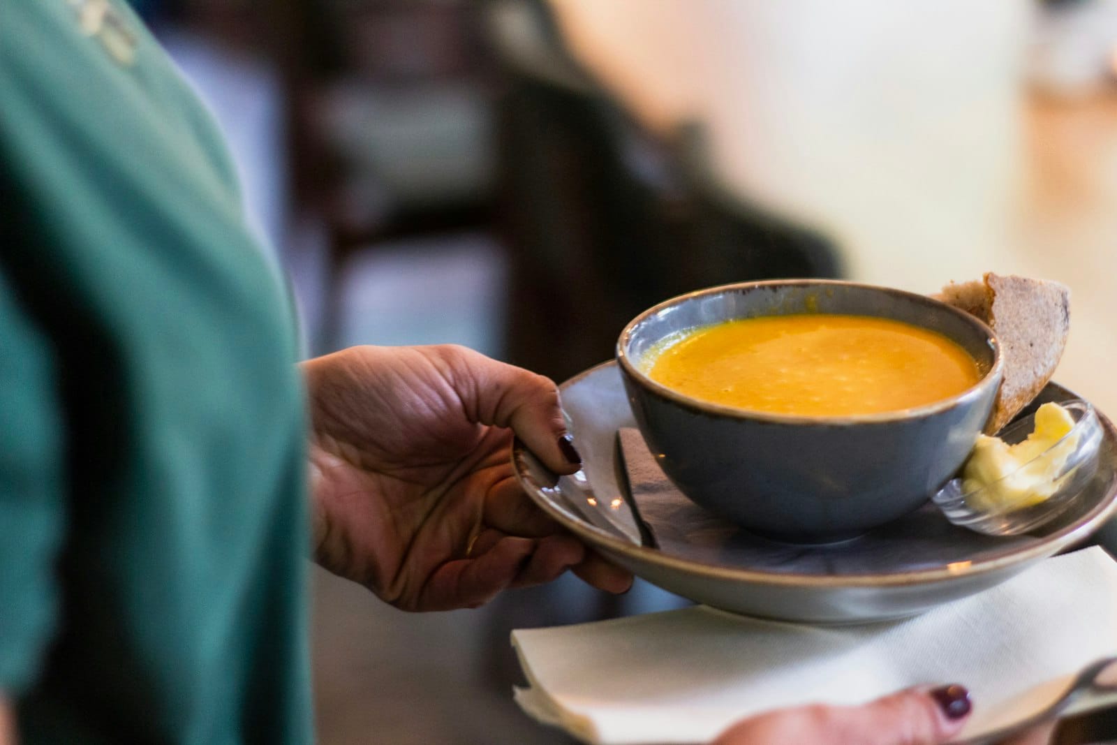 A bowl of lentil soup
