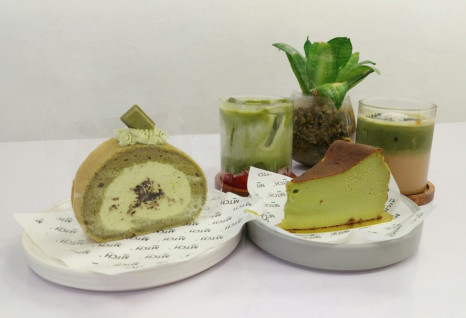 Matcha-flavoured baked goods