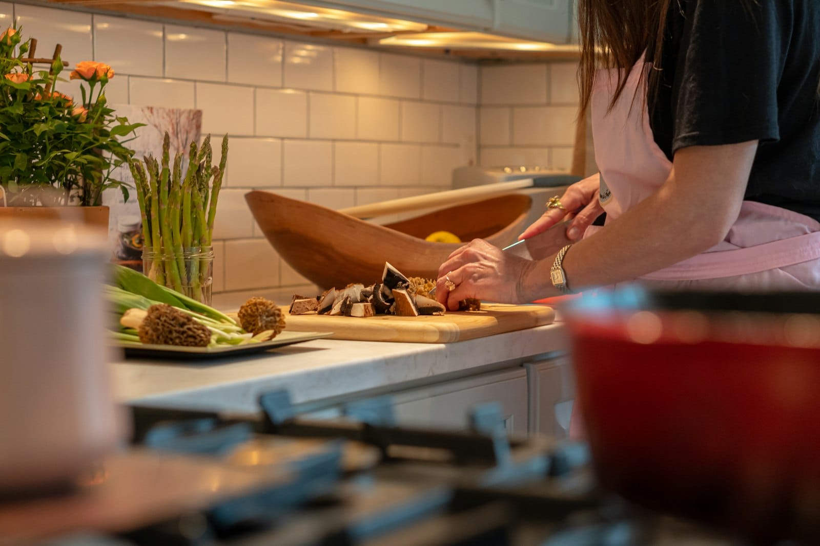Chopping vegetables in the kitchen