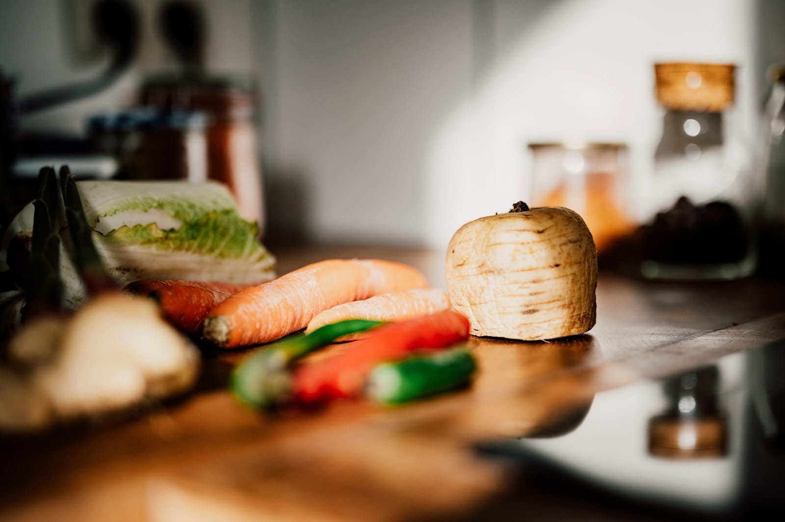 Fresh vegetables on a kitchen counter