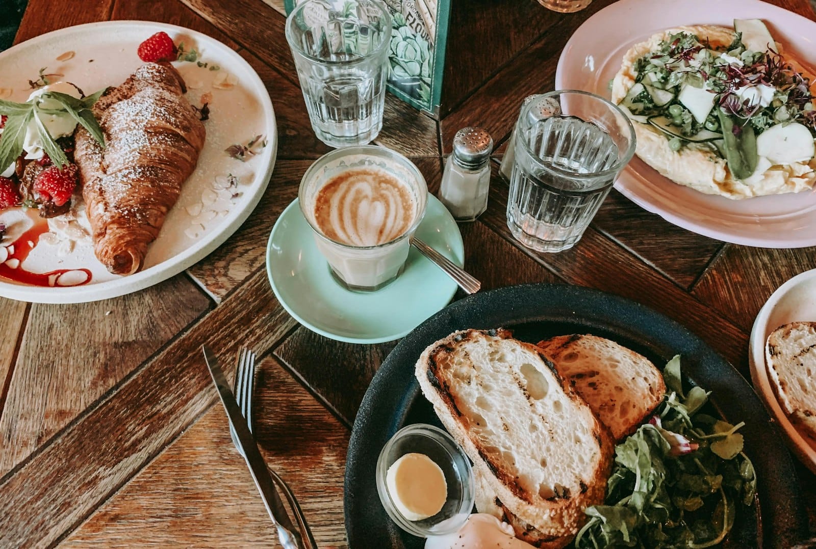 A brunch spread shared at a table