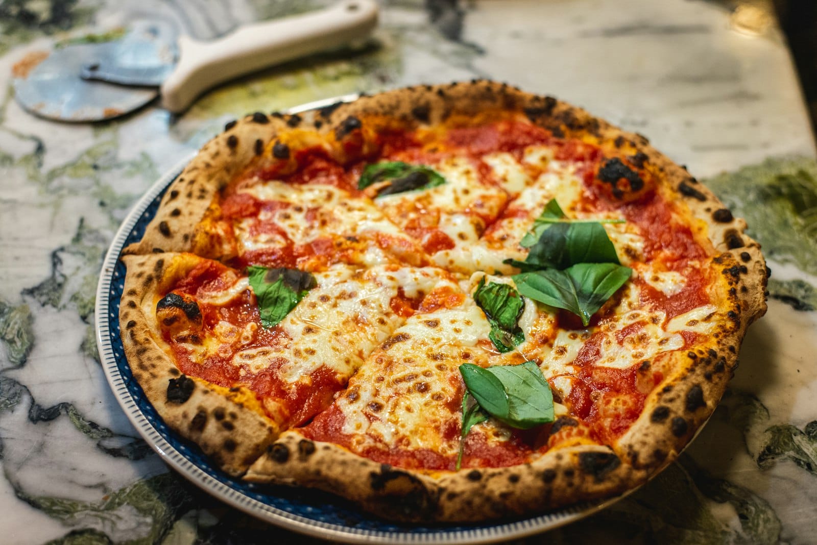 A margherita-style pizza