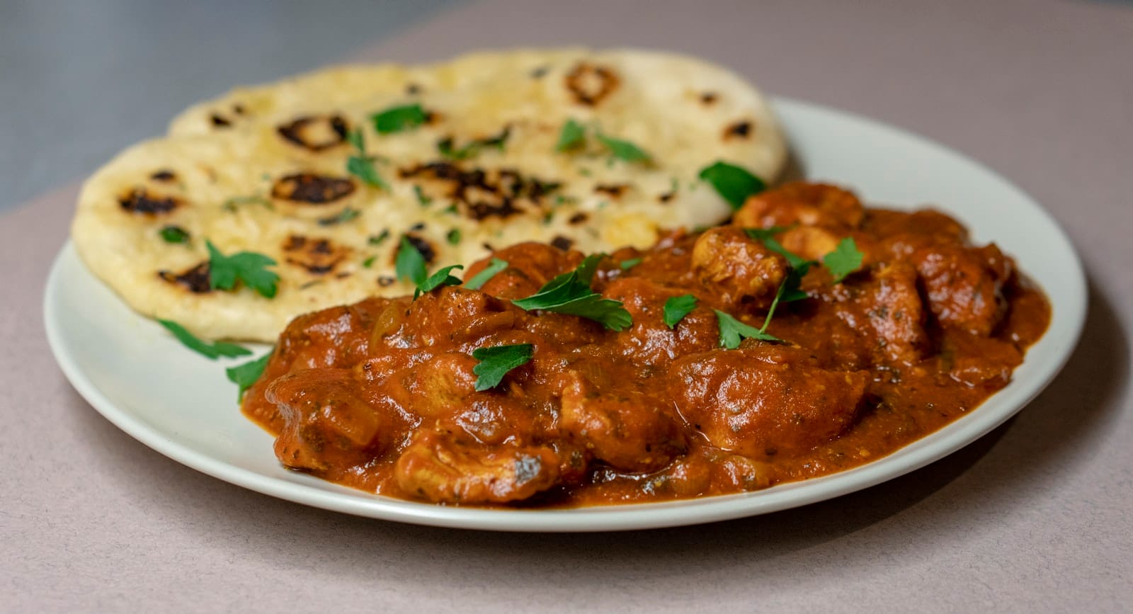 A plated Indian curry dish
