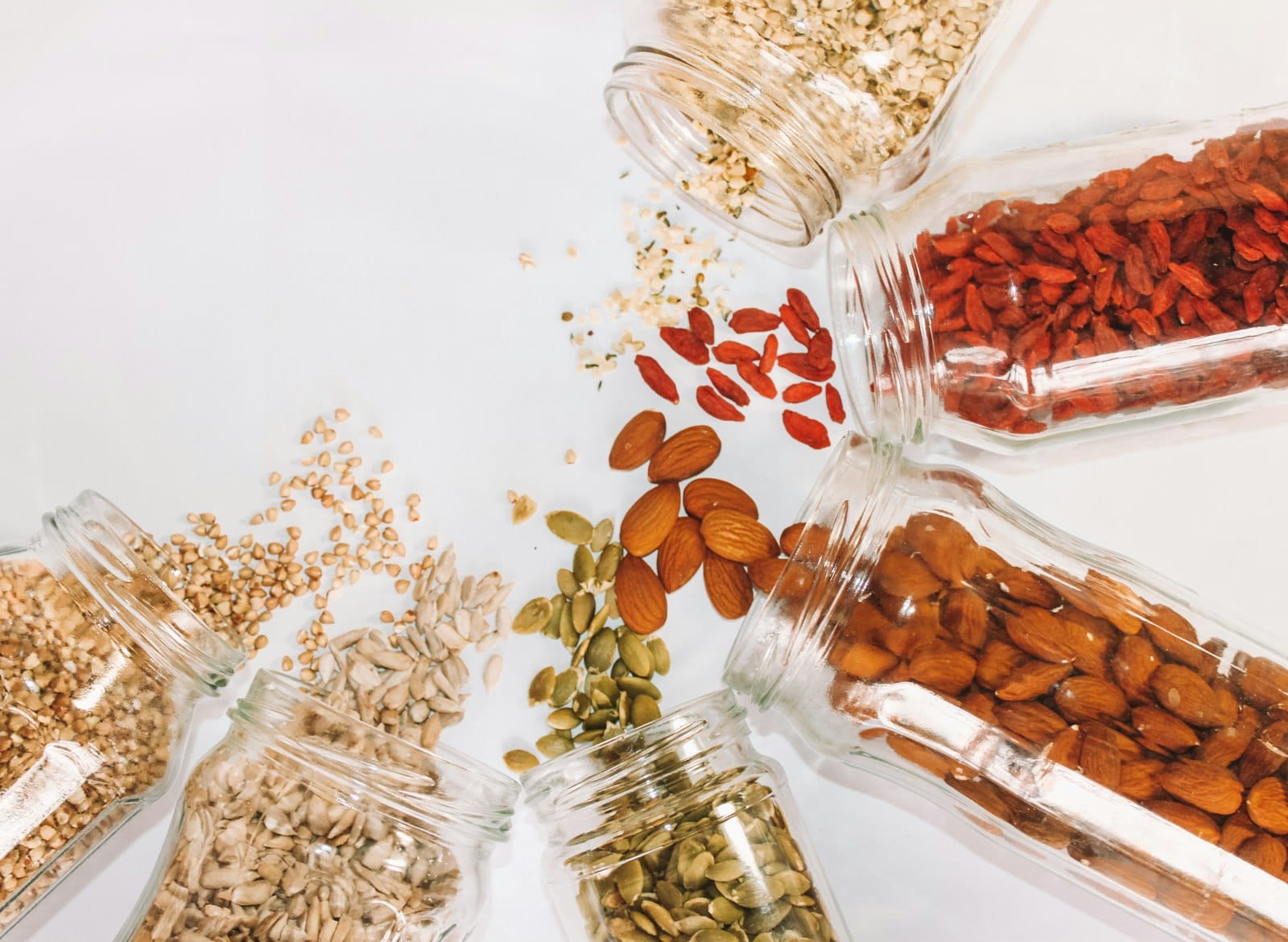 Chia seeds and nuts as smoothie bowl toppings
