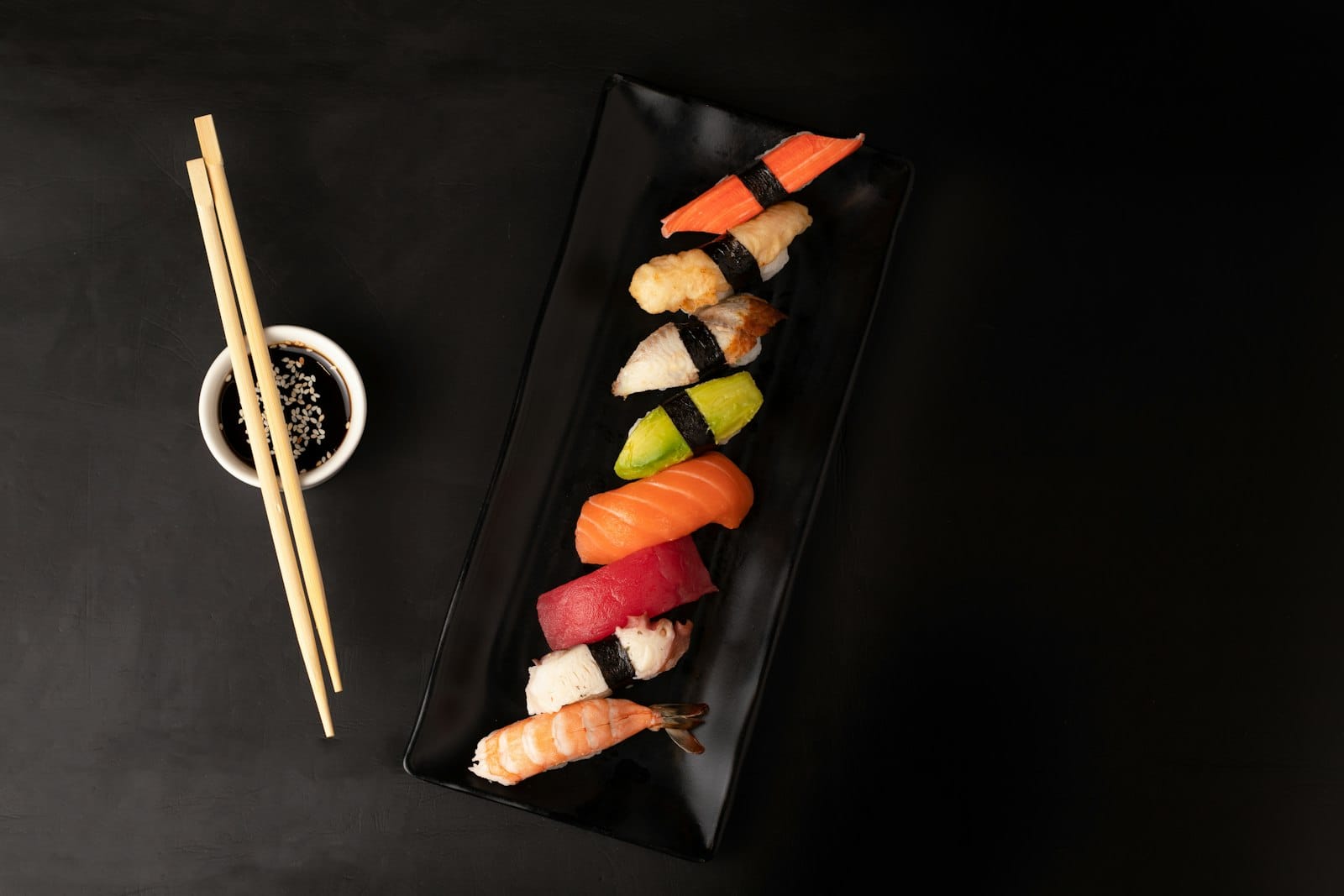 A plate of nigiri sushi
