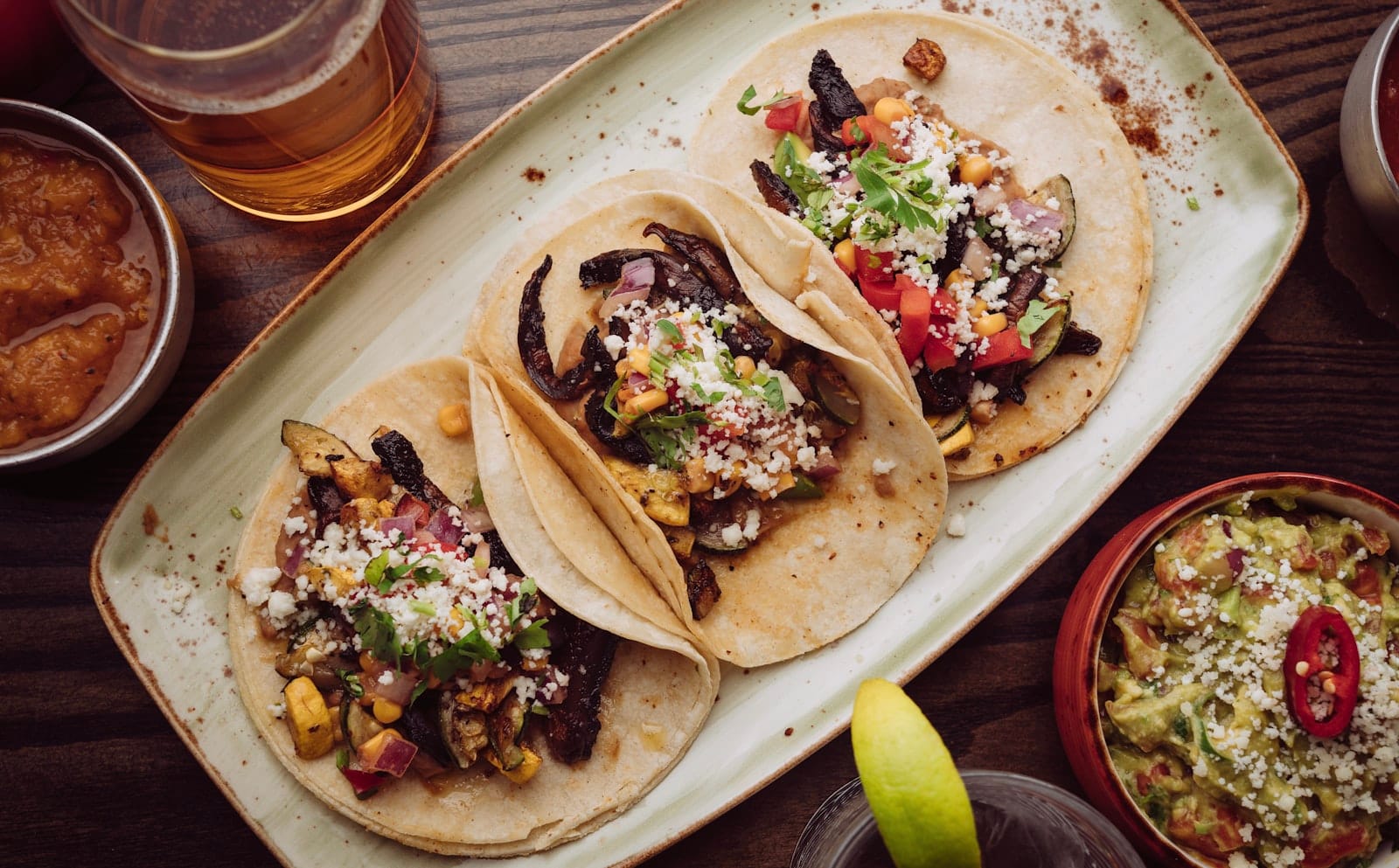 Blue corn tortilla tacos