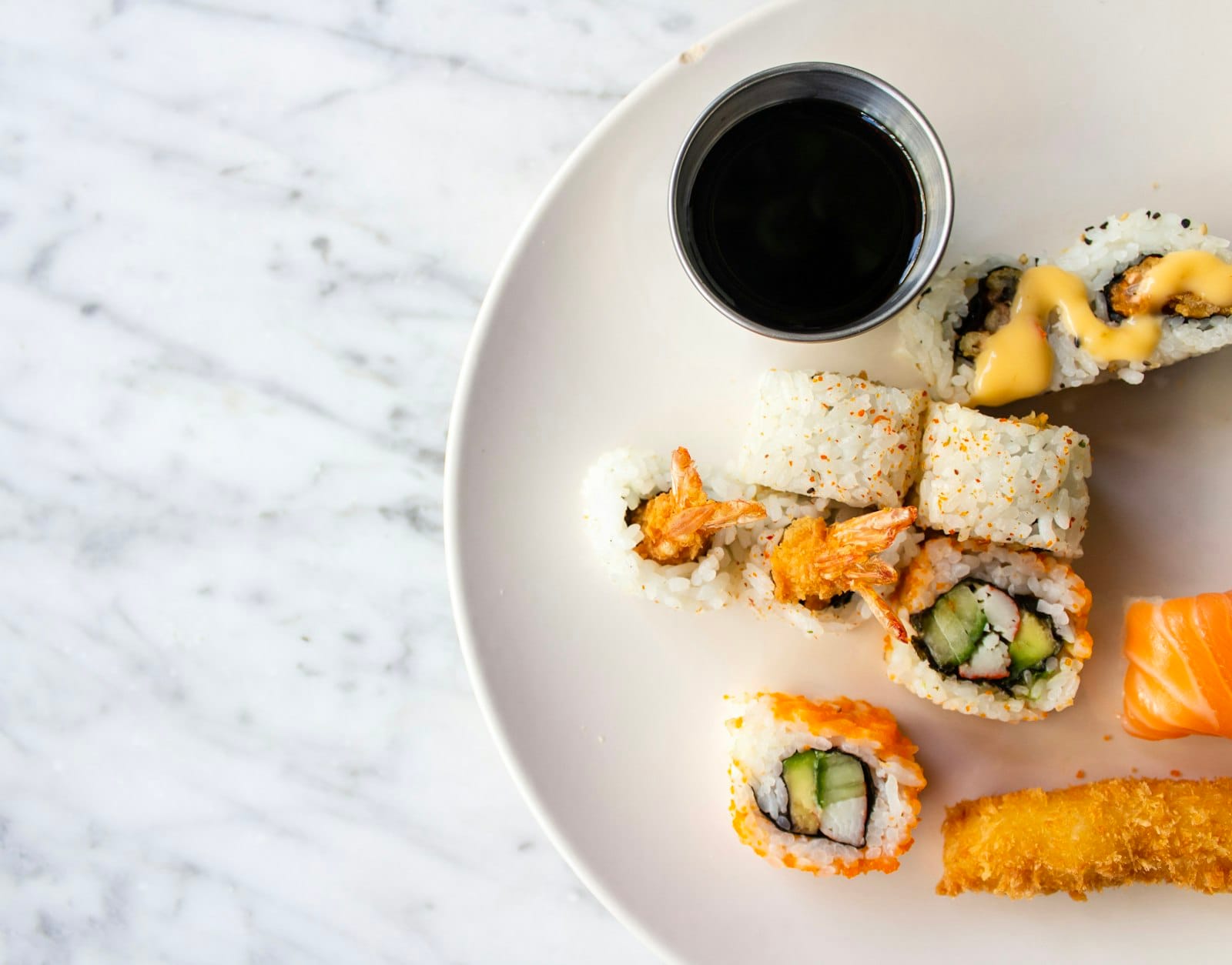 A plate of vegan sushi rolls