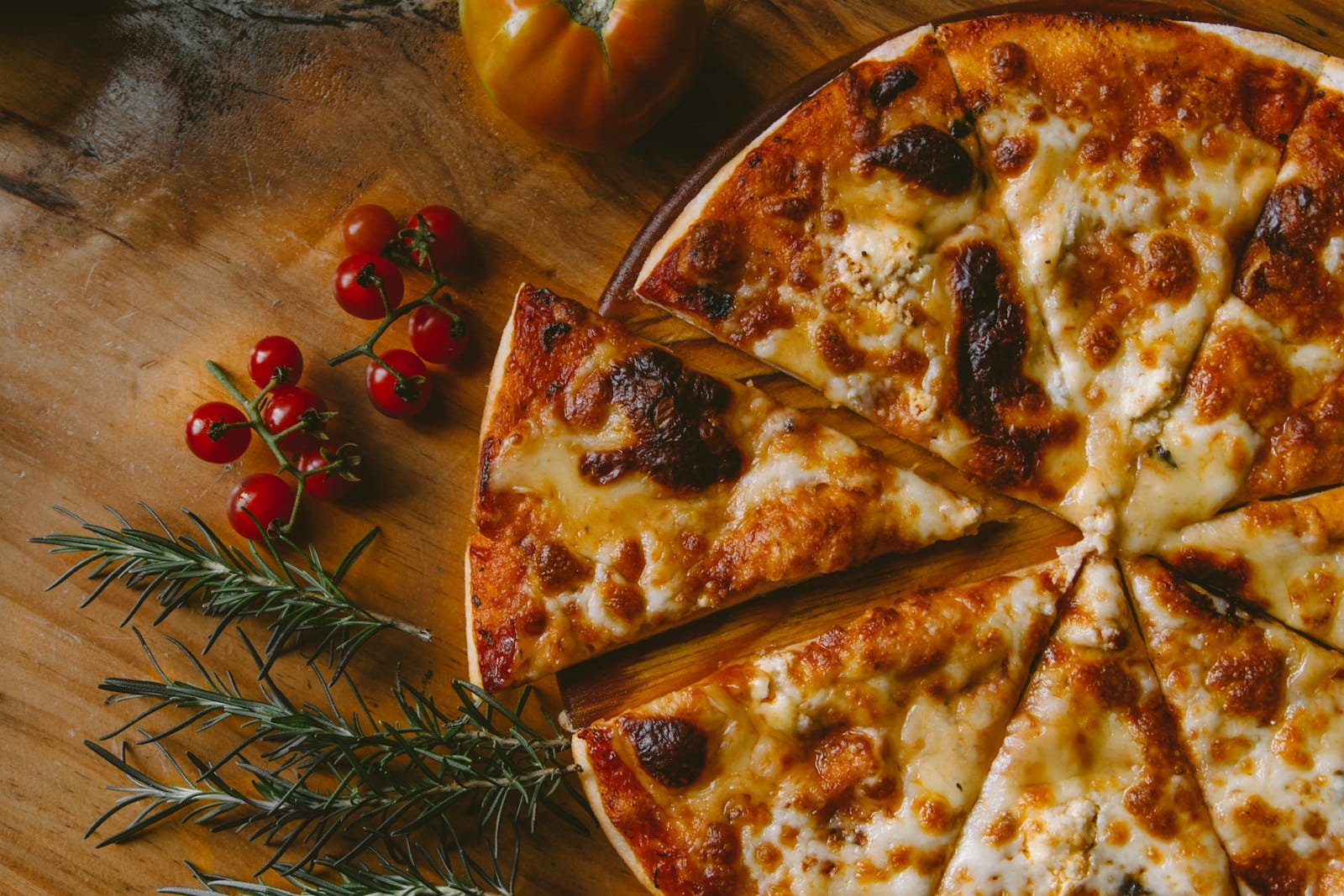 Melted vegan cheese on pizza