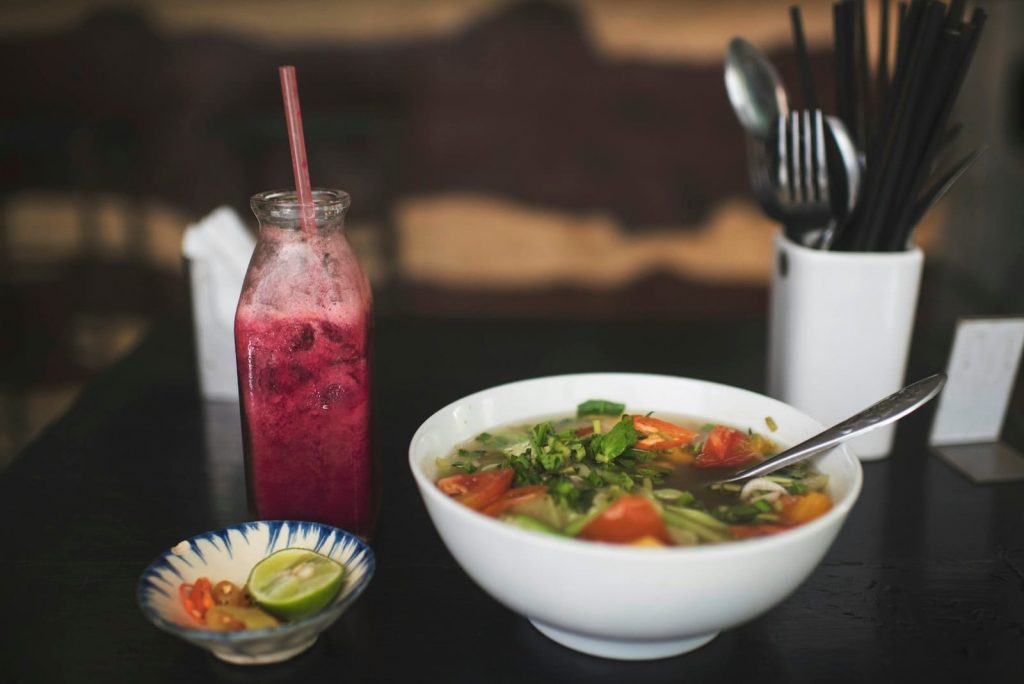 A bowl of vegan pho