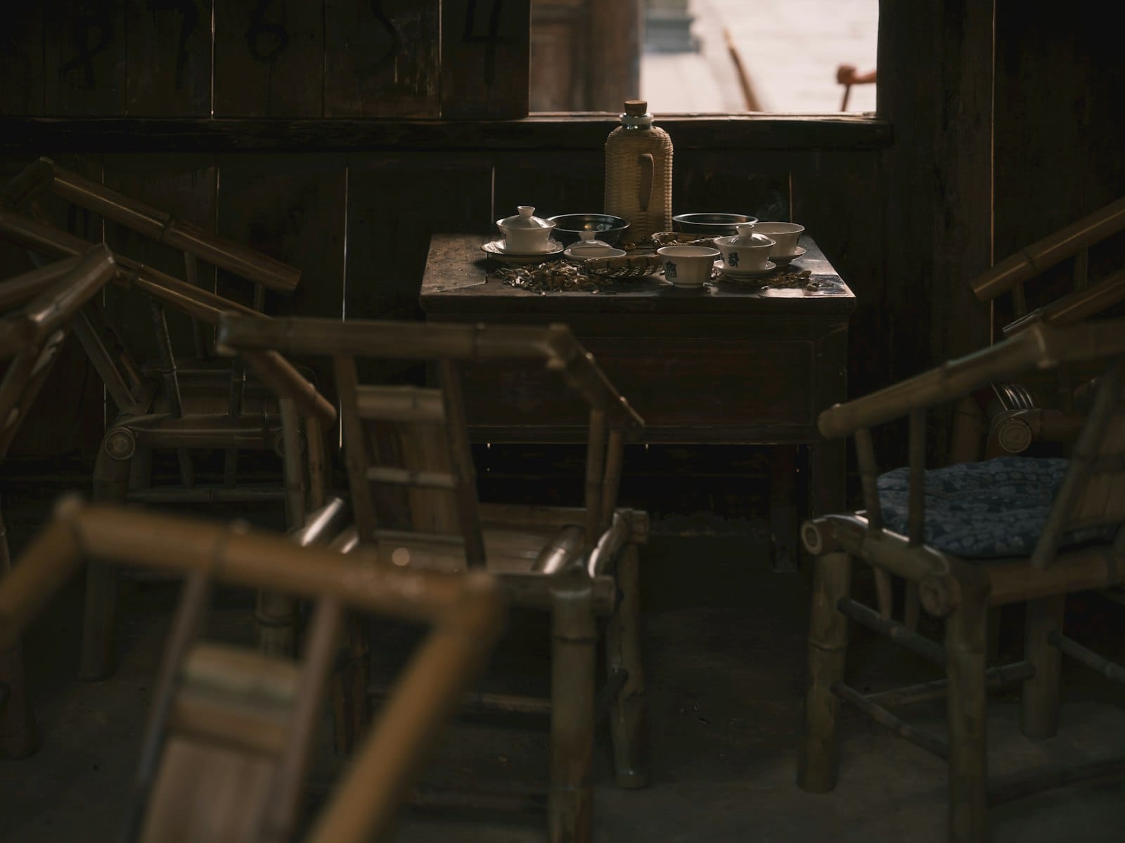 The interior of an Asian tea house