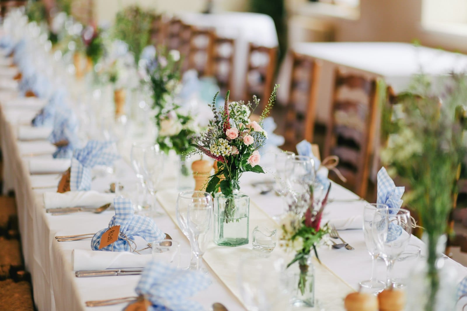 A floral wedding table setting