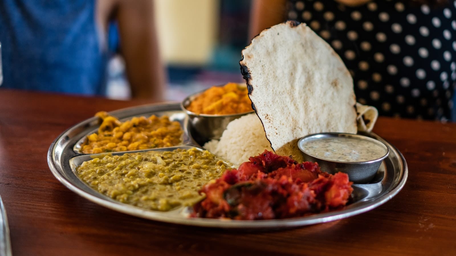 An Indian vegetarian food offering plate