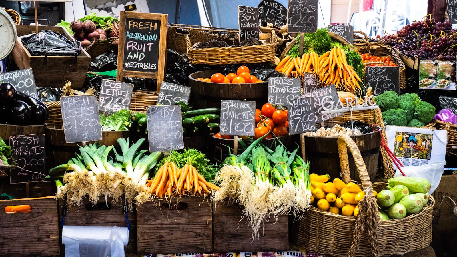 Fresh produce at a farmers market